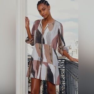 Aritzia Wilfred Multicolor Long Sleeve Dress Art color